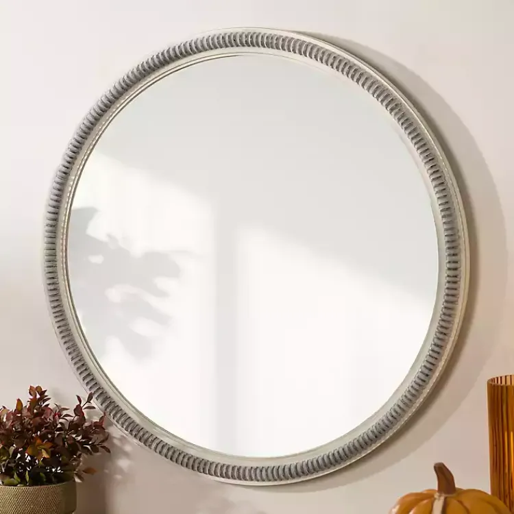 Kirklands Home Decorative Mirrors|Wexford Ribbed Round Wall Mirror
