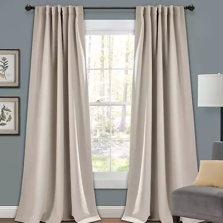 Kirklands Home Curtains & Drapes|Wheat Back Tab Blackout Curtain Panel Set, 95 in. Tan