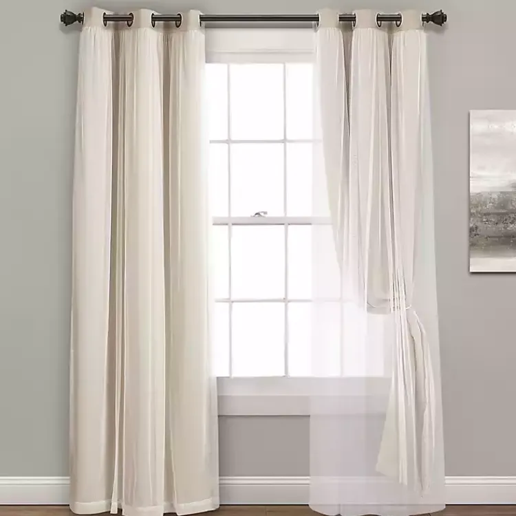 Kirklands Home Curtains & Drapes|Wheat Curtain Panel Set with Overlay, 108 in. Ivory
