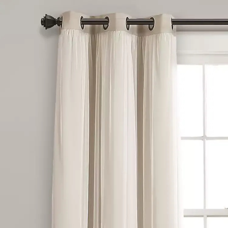 Kirklands Home Curtains & Drapes|Wheat Curtain Panel Set with Overlay, 108 in. Ivory