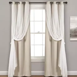 Kirklands Home Curtains & Drapes|Wheat Curtain Panel Set with Overlay, 120 in. Ivory