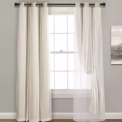 Kirklands Home Curtains & Drapes|Wheat Curtain Panel Set with Overlay, 120 in. Ivory