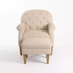 Kirklands Home Accent Chairs|Wheat Tufted Chair & Ottoman Set Tan