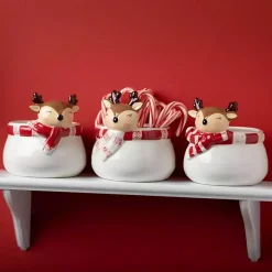 Sale Whimsical Reindeer Ceramic Containers, Set of 3 Christmas Dining & Entertaining