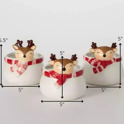 Sale Whimsical Reindeer Ceramic Containers, Set of 3 Christmas Dining & Entertaining