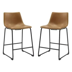 Kirklands Home Bar Stools & Counter Height Stools|Whiskey Faux Leather Counter Stools, Set of 2 Brown