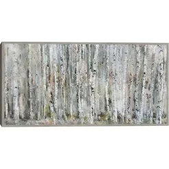 Kirklands Home Canvas Art|Whispering Birch Framed Canvas Art Print Gray