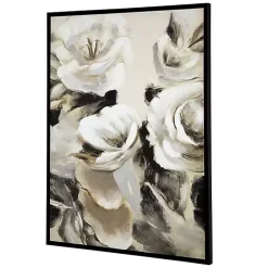 Kirklands Home Canvas Art|White & Gray Garden Flowers Framed Canvas Print