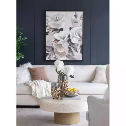 Kirklands Home Canvas Art|White & Gray Garden Flowers Framed Canvas Print