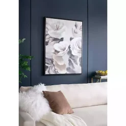 Kirklands Home Canvas Art|White & Gray Garden Flowers Framed Canvas Print