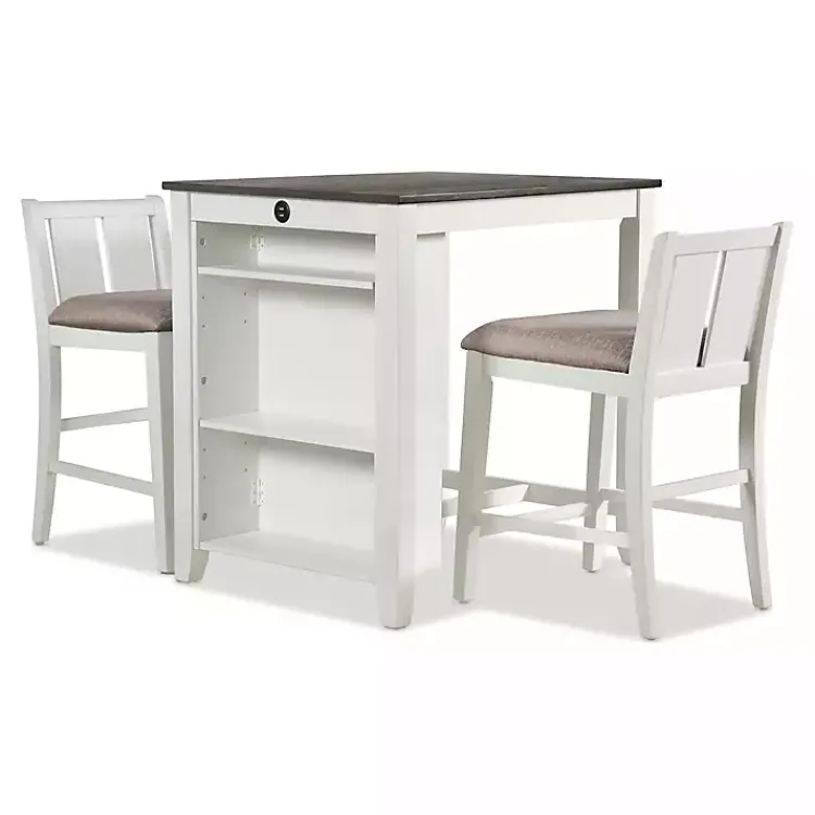 Kirklands Home Dining Tables|& Gray Wood Kayla Counter Height 3-pc. Set White