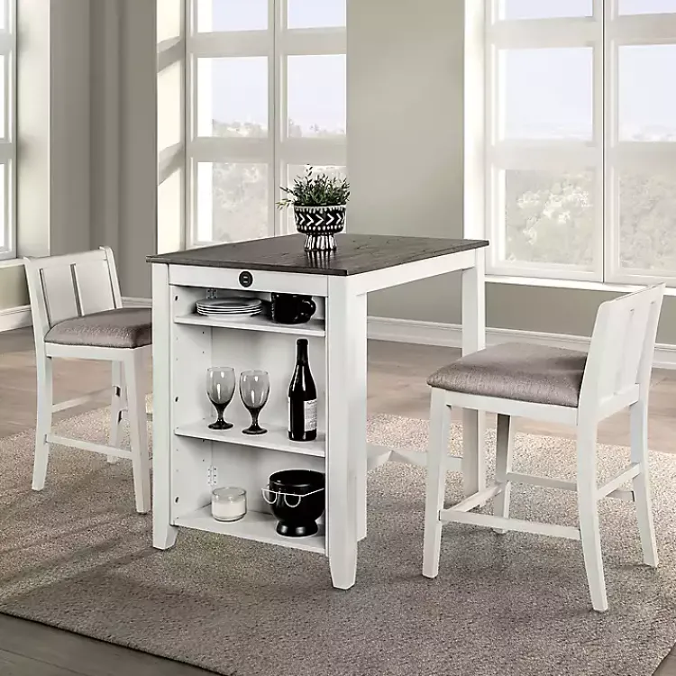 Kirklands Home Dining Tables|& Gray Wood Kayla Counter Height 3-pc. Set White