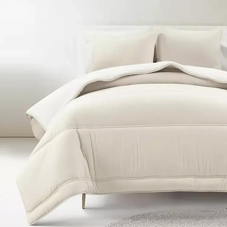 Kirklands Home Comforters|White & Tan Reversible 3-pc. King Comforter Set