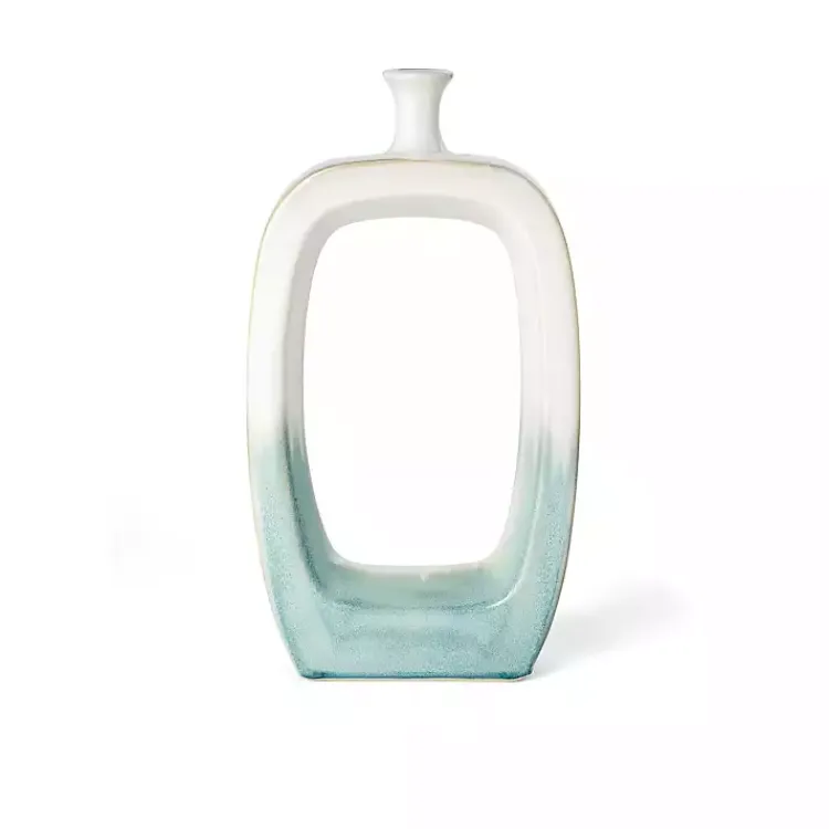 Clearance White & Turquoise Ceramic Cut-Out Vase, 18 in. Vases