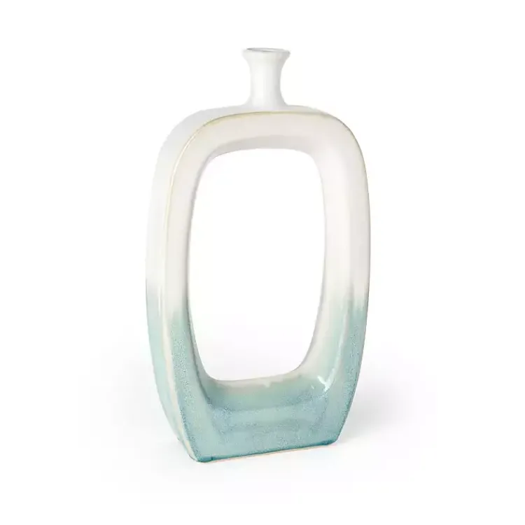 Clearance White & Turquoise Ceramic Cut-Out Vase, 18 in. Vases