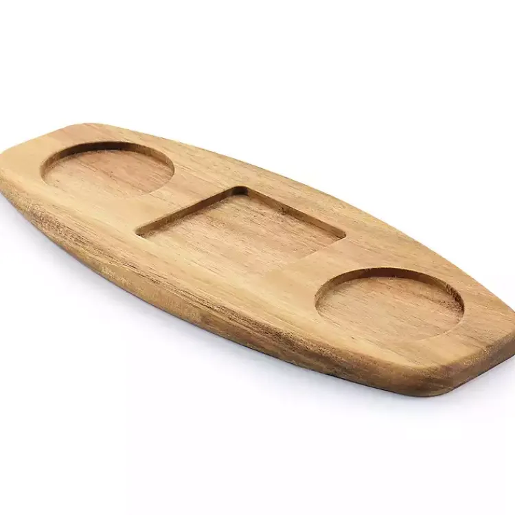 Kirklands Home Serving & Entertaining|White Acacia Wood Base 4-pc. Tidbit Dish Set