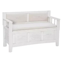 Kirklands Home Benches & Ottomans|White and Beige Carlton Storage Bench