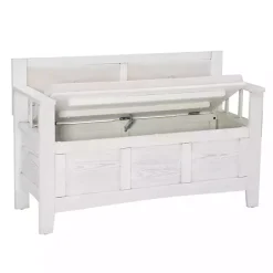 Kirklands Home Benches & Ottomans|White and Beige Carlton Storage Bench