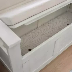 Kirklands Home Benches & Ottomans|White and Beige Carlton Storage Bench
