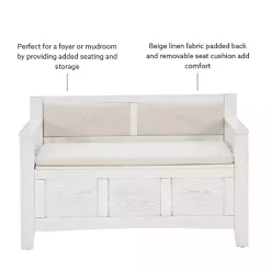 Kirklands Home Benches & Ottomans|White and Beige Carlton Storage Bench