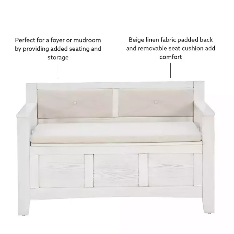 Kirklands Home Benches & Ottomans|White and Beige Carlton Storage Bench