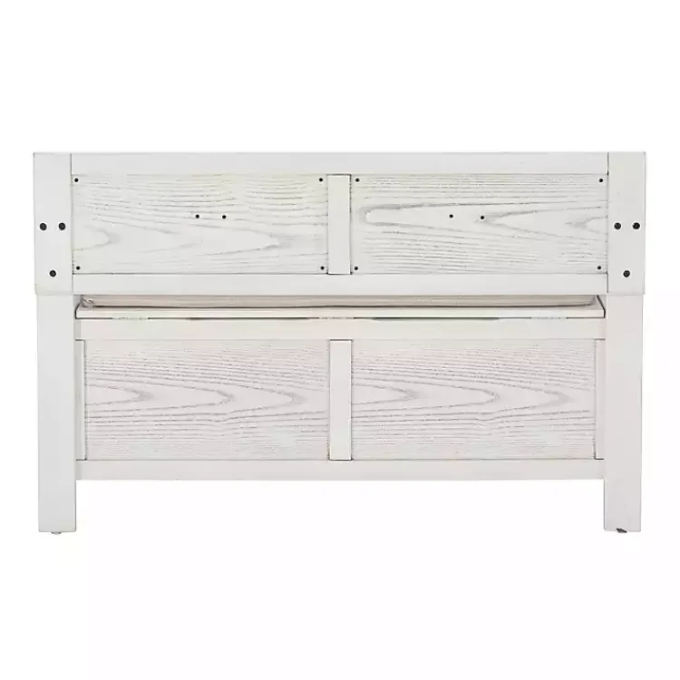 Kirklands Home Benches & Ottomans|White and Beige Carlton Storage Bench