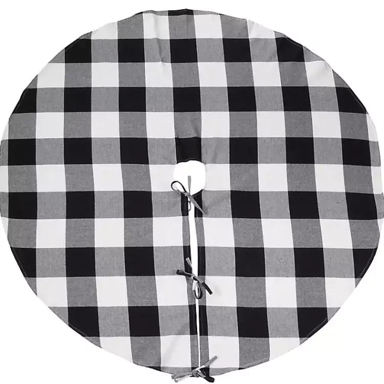 Outlet White and Black Buffalo Check Tree Skirt, 72 in. Christmas Tree Skirts & Collars