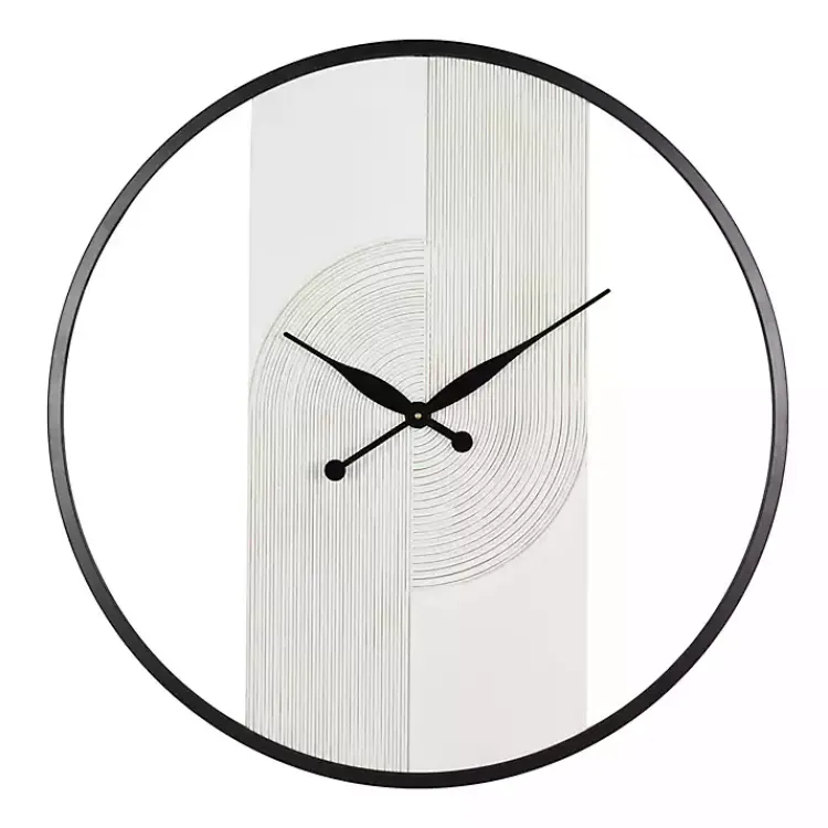 Kirklands Home Clocks|White and Black Carved Open Wall Clock