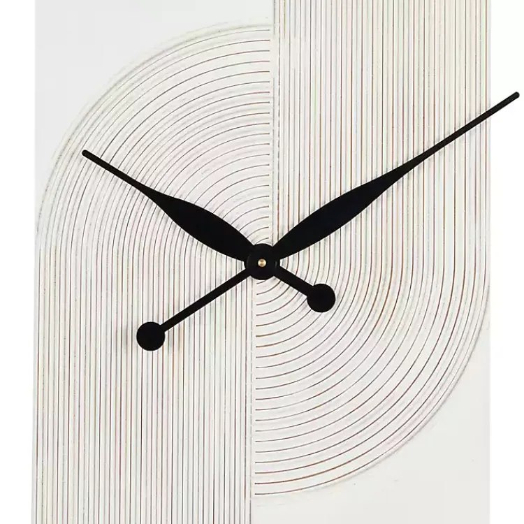 Kirklands Home Clocks|White and Black Carved Open Wall Clock