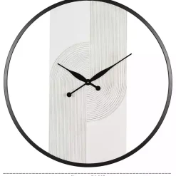 Kirklands Home Clocks|White and Black Carved Open Wall Clock