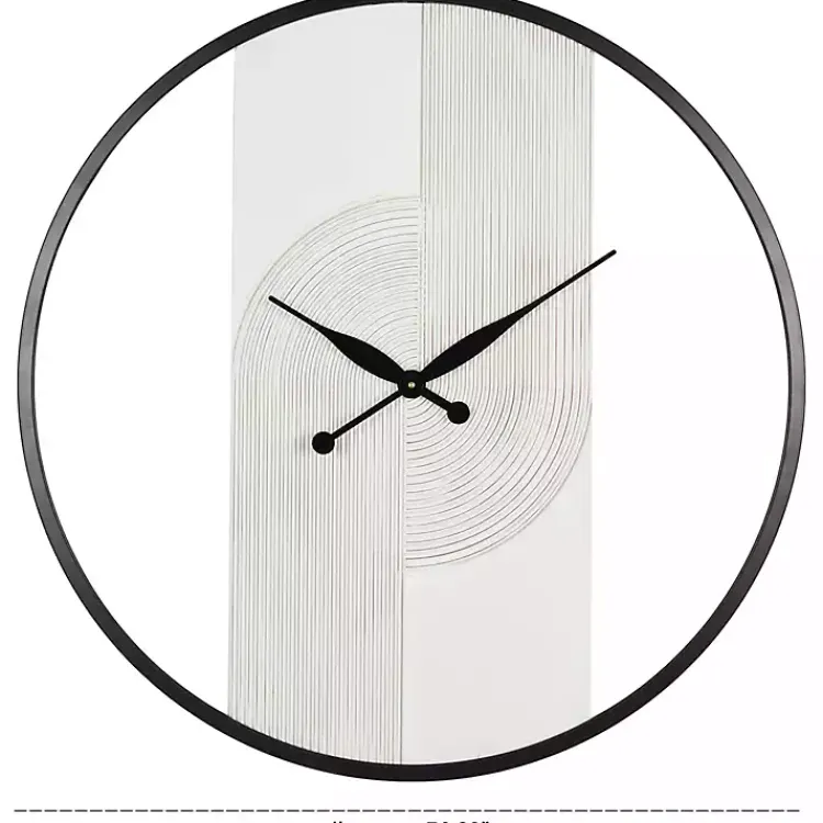 Kirklands Home Clocks|White and Black Carved Open Wall Clock