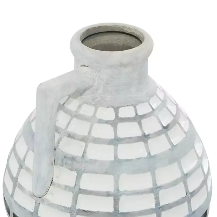 Discount White and Black Checkered Ceramic Vases, Set of 2 Vases
