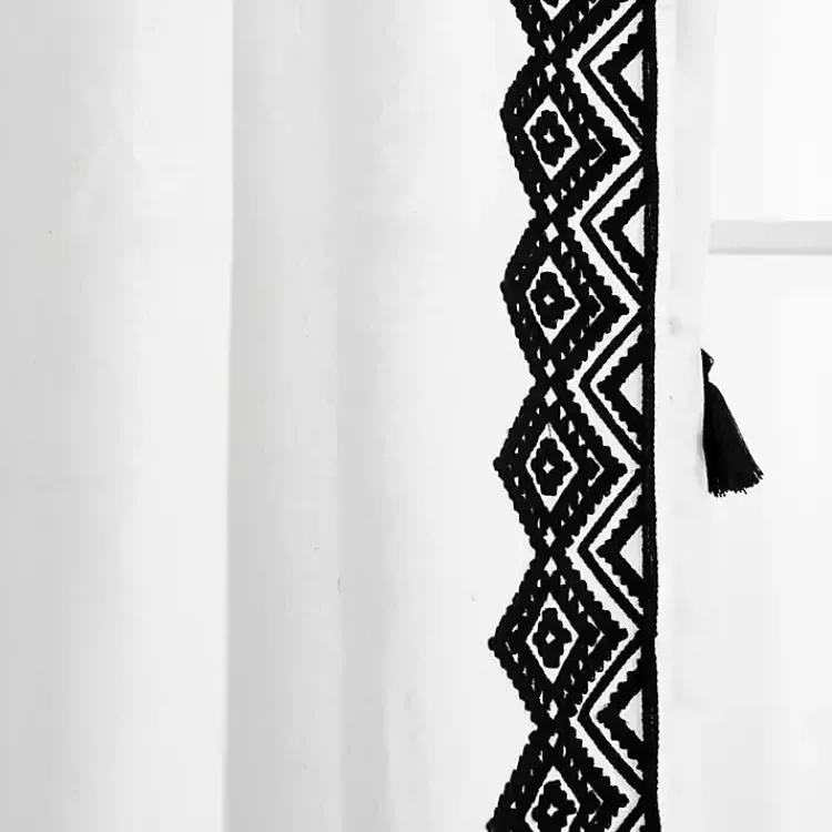 Kirklands Home Curtains & Drapes|White and Black Diamond Curtain Panel, 84 in.