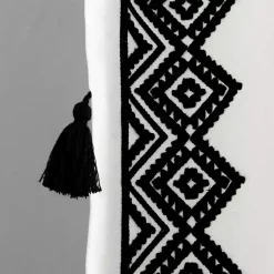 Kirklands Home Curtains & Drapes|White and Black Diamond Curtain Panel, 84 in.