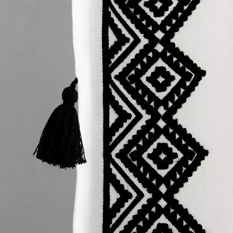 Kirklands Home Curtains & Drapes|White and Black Diamond Curtain Panel, 84 in.