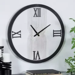 Kirklands Home Clocks|White and Black Modern Wall Clock