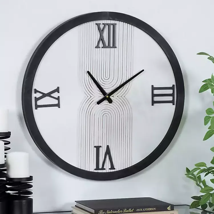 Kirklands Home Clocks|White and Black Modern Wall Clock