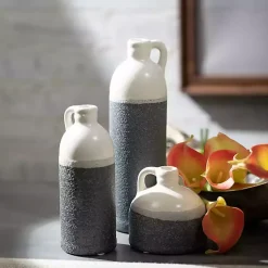 Online White and Black Two-Toned Ceramic Vases, Set of 3 Vases