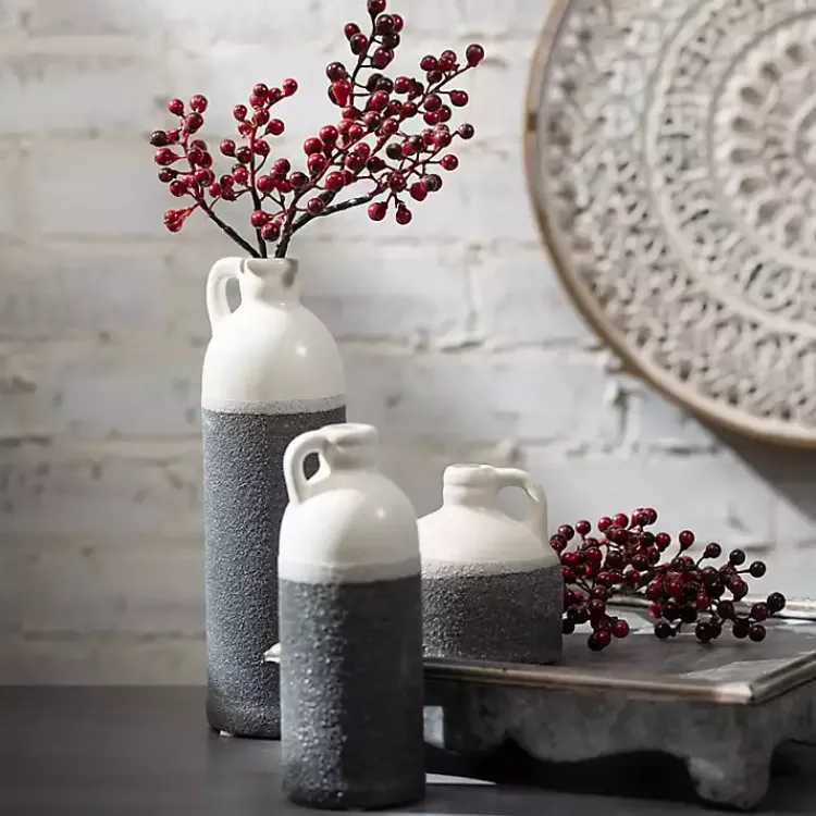 Online White and Black Two-Toned Ceramic Vases, Set of 3 Vases