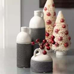 Online White and Black Two-Toned Ceramic Vases, Set of 3 Vases