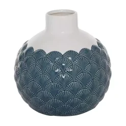 Hot White and Blue Coastal Ceramic Vase, 8 in. Vases
