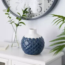 Hot White and Blue Coastal Ceramic Vase, 8 in. Vases