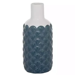 Online White and Blue Coastal Ceramic Vase, 13 in. Vases