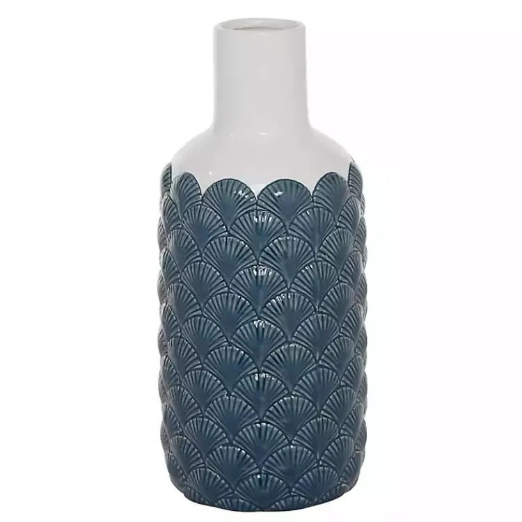 Online White and Blue Coastal Ceramic Vase, 13 in. Vases