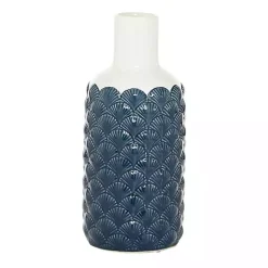 Online White and Blue Coastal Ceramic Vase, 13 in. Vases