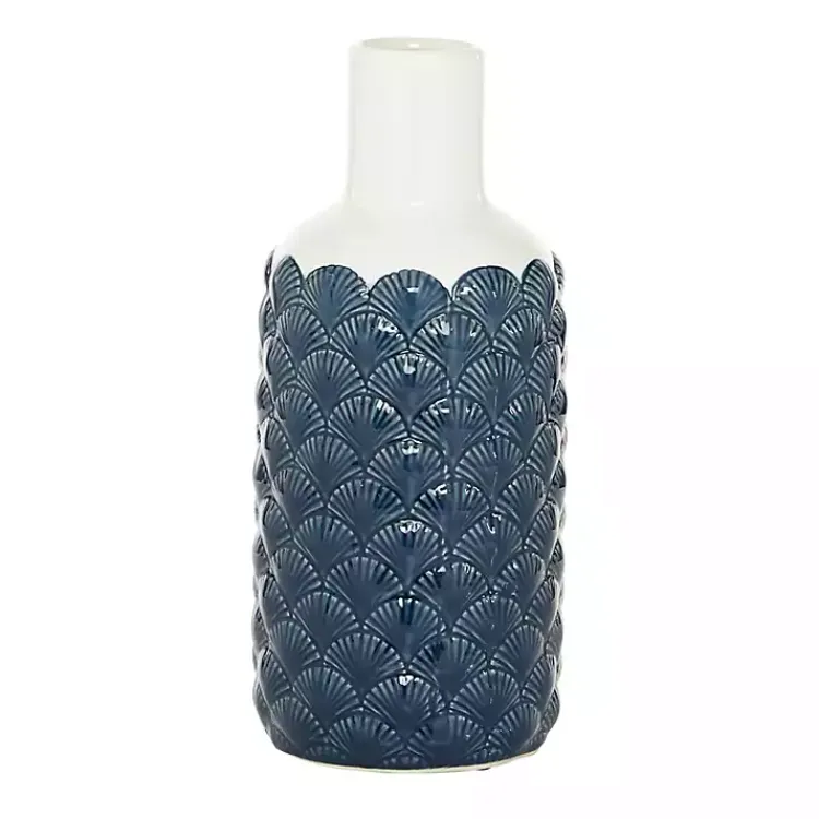 Online White and Blue Coastal Ceramic Vase, 13 in. Vases