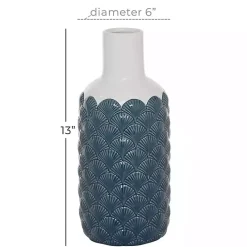 Online White and Blue Coastal Ceramic Vase, 13 in. Vases