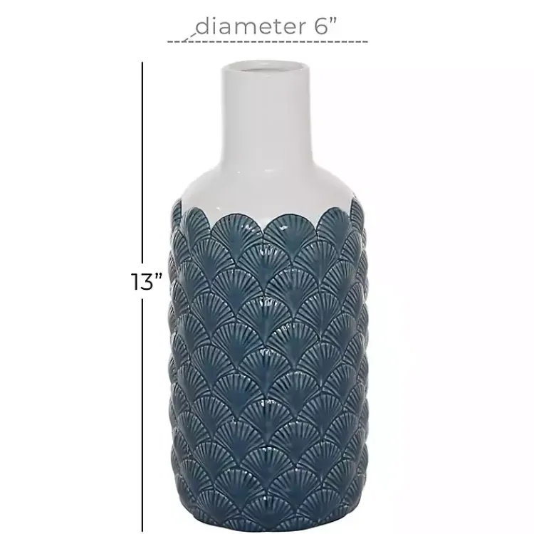 Online White and Blue Coastal Ceramic Vase, 13 in. Vases