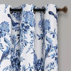 Kirklands Home Curtains & Drapes|White and Blue Grommet Curtain Panel Set, 84 in.