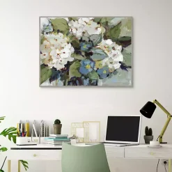 Kirklands Home Framed Art|White and Blue Hydrangeas Framed Canvas Art Print